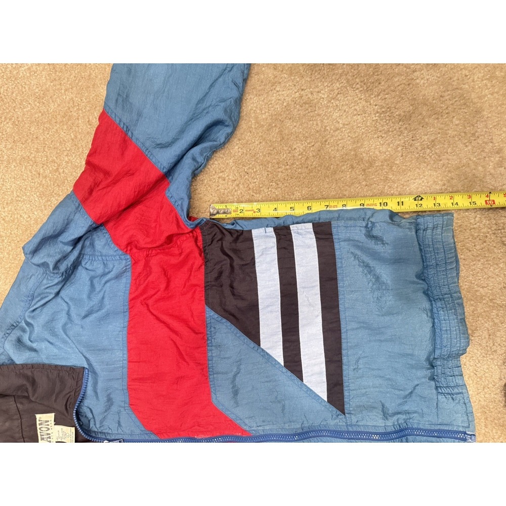 Vintage LAVON Windbreaker Jacket Colorblock 80s 90s Retro black red Teal L - Picture 6 of 6